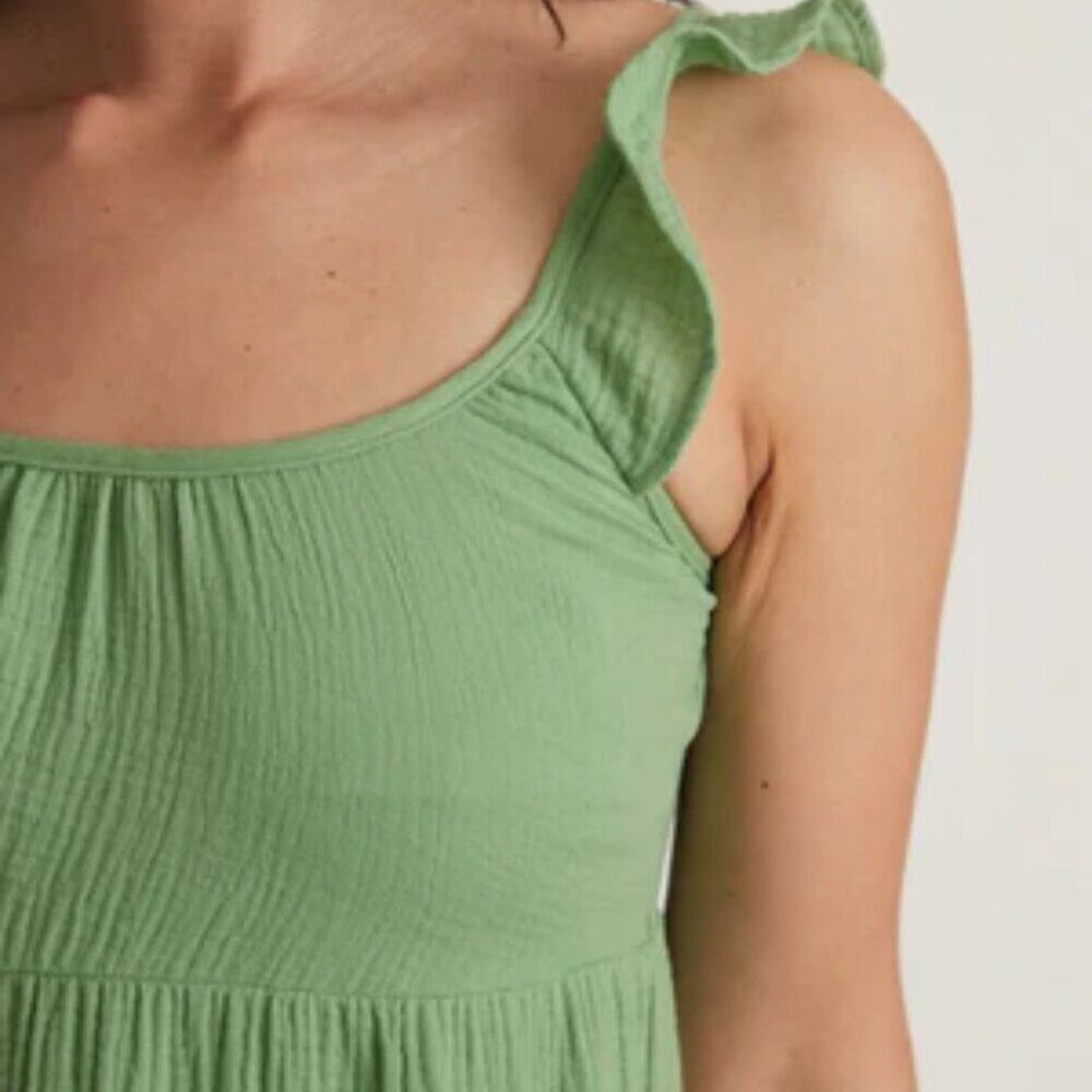 NWT Marine Layer Jude Flutter Sleeve Midi Dress - Jade Green Sheen Large - Picture 3 of 5